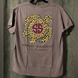 Simply Southern Lilac Tee with Leopard Turtle Design